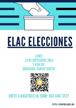 Únase a nosotros para nuestras elecciones de padres de ELAC.